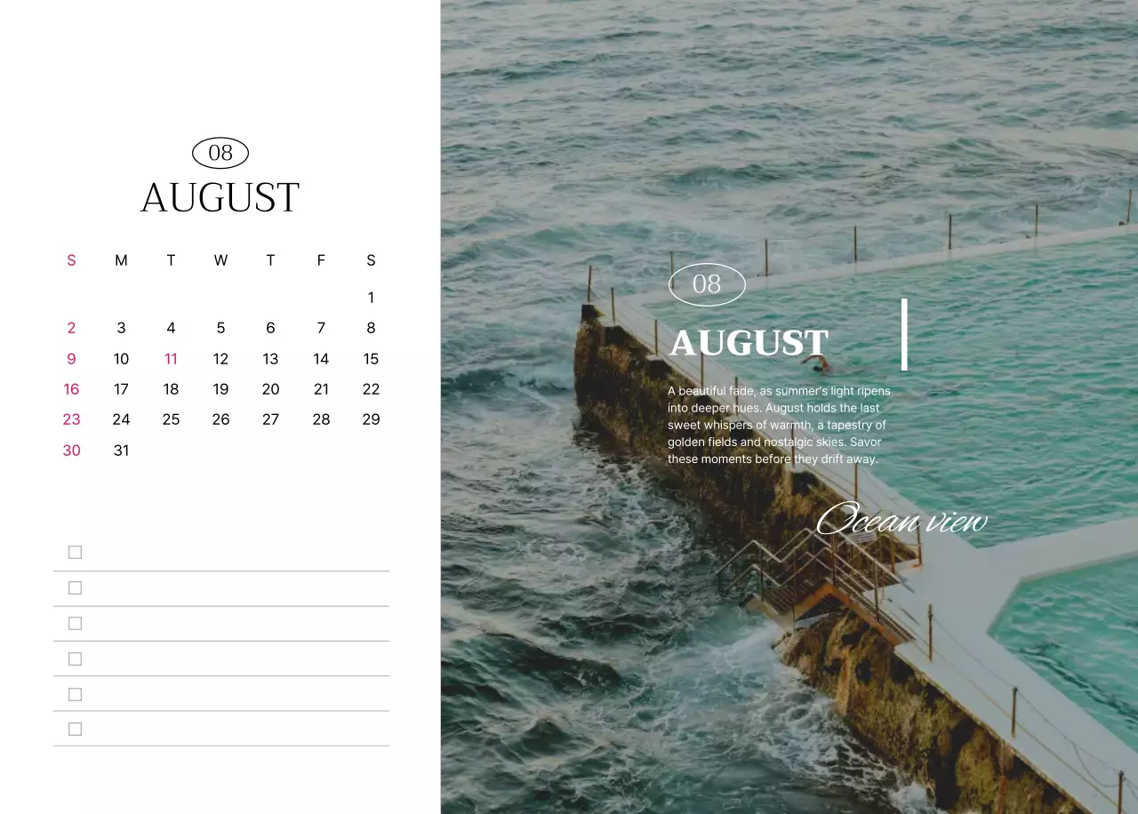 白黒 シンプル 旅行 カレンダー