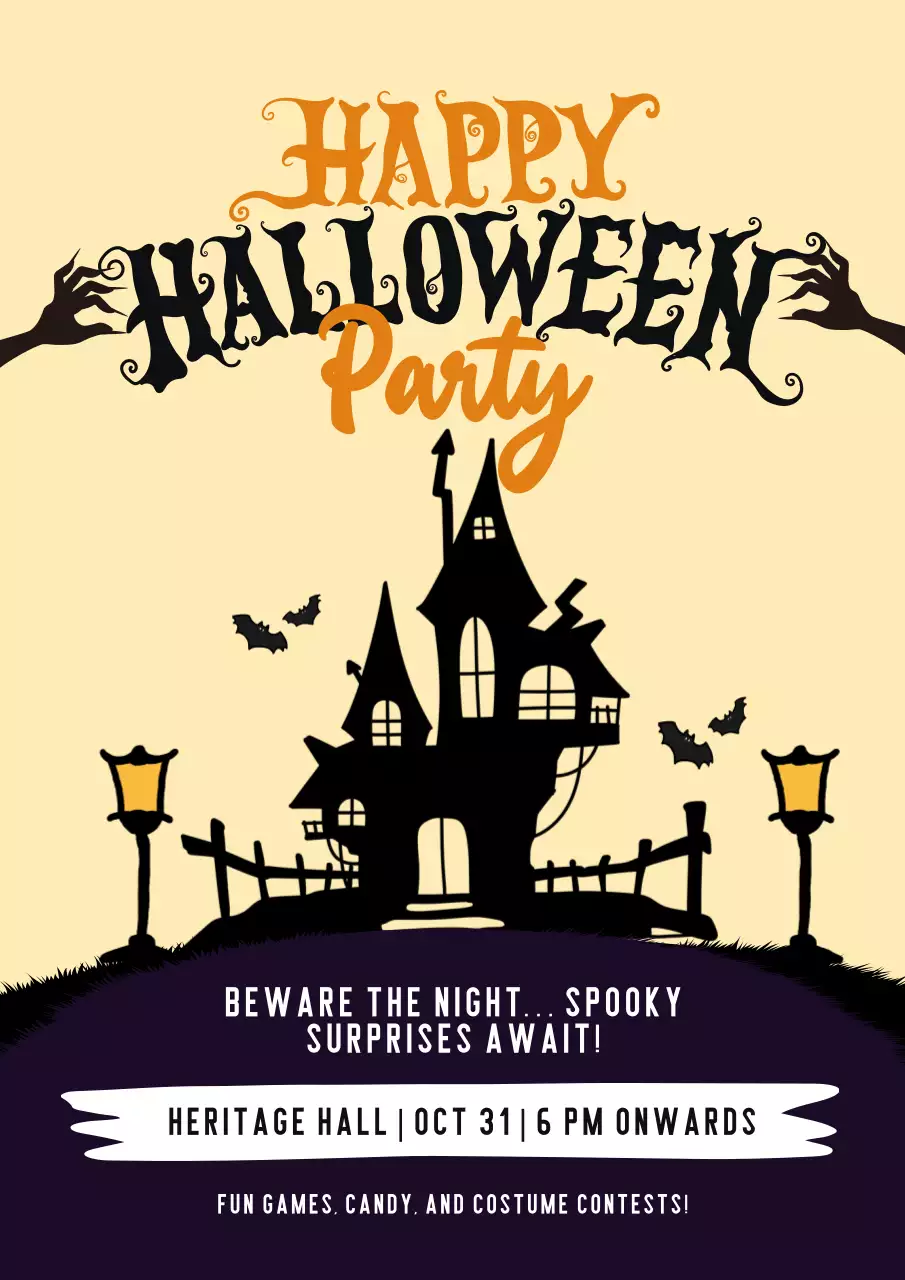 Orange Retro Halloween Party Invitation