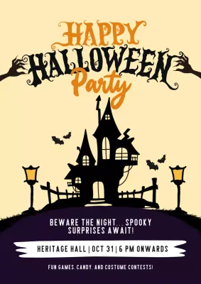 Orange Retro Halloween Party Invitation