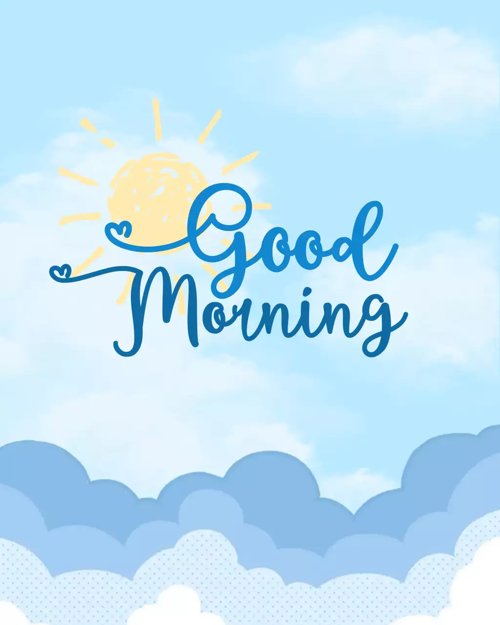 blue minimal morning greetings card