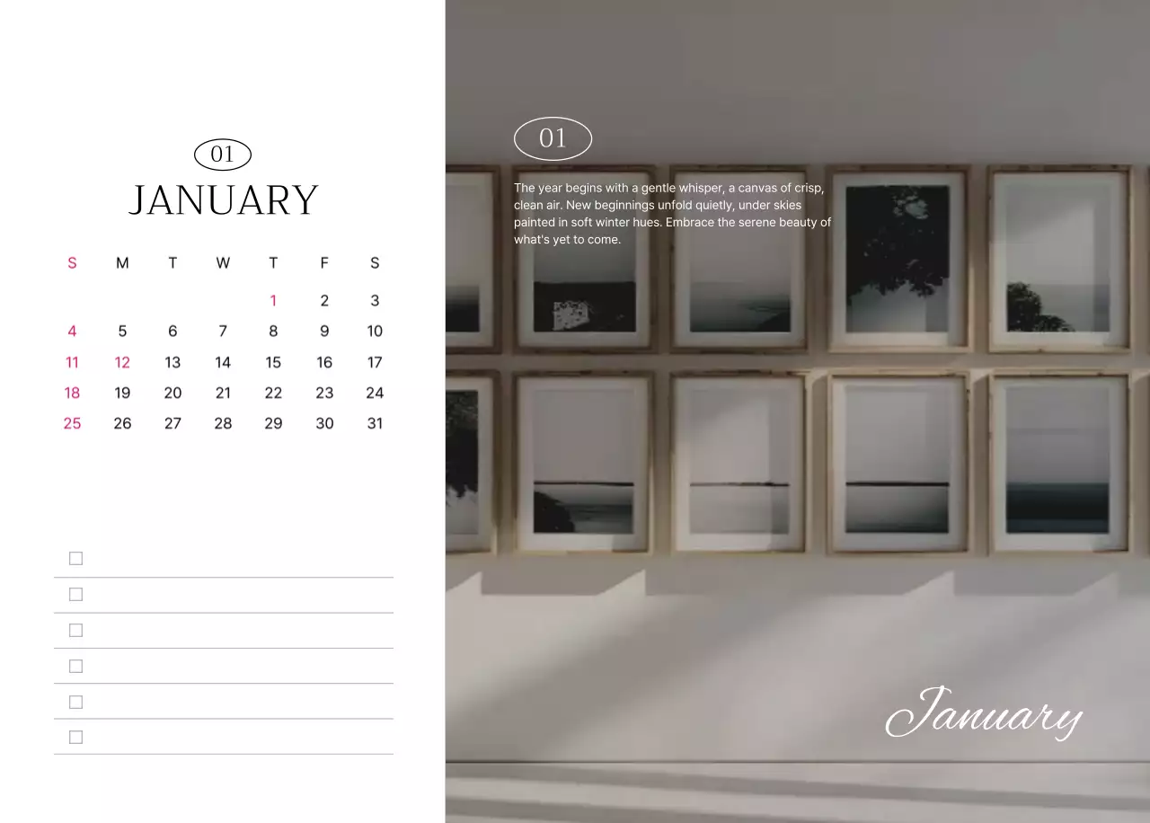 白黒 シンプル 旅行 カレンダー
