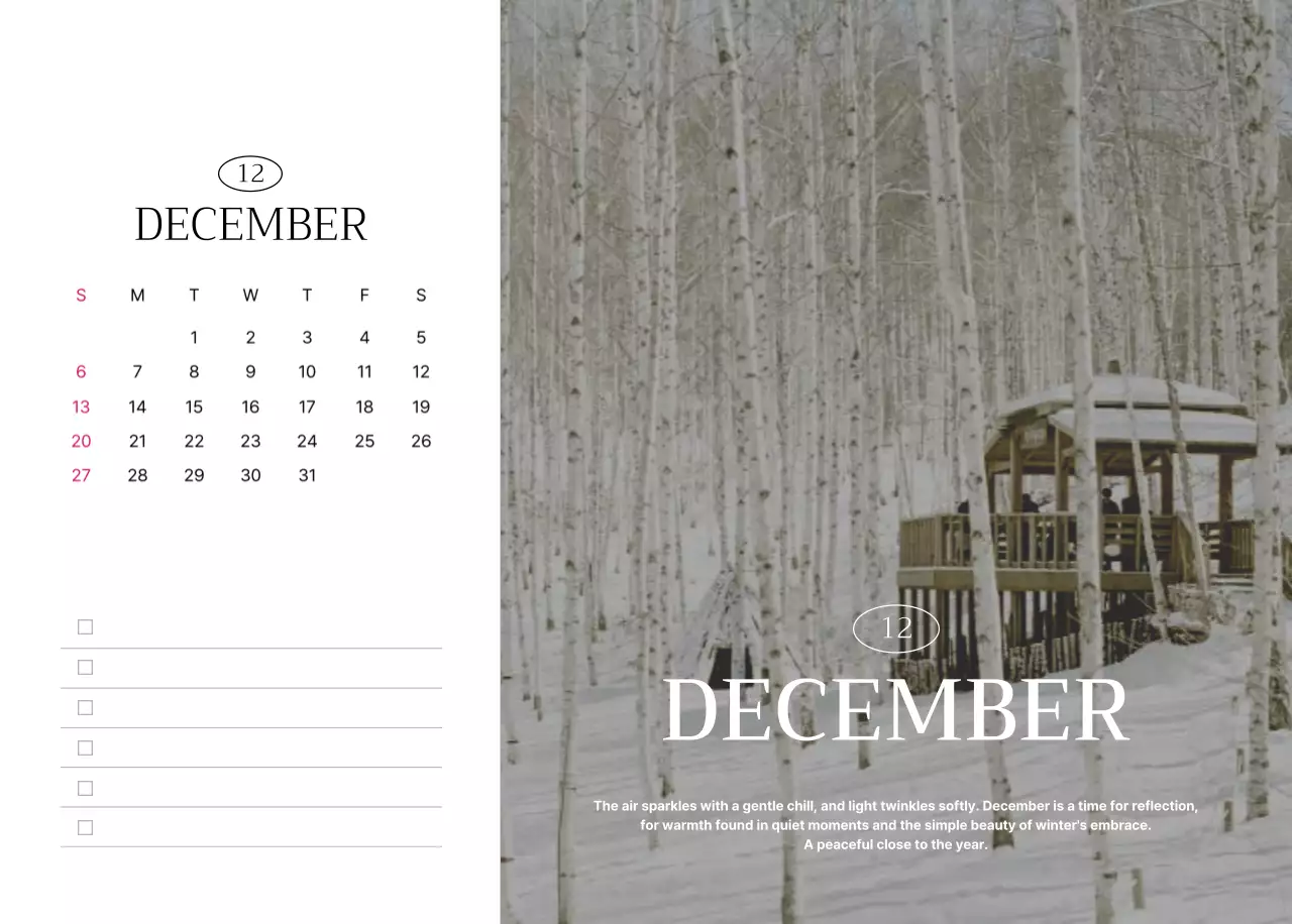 白黒 シンプル 旅行 カレンダー