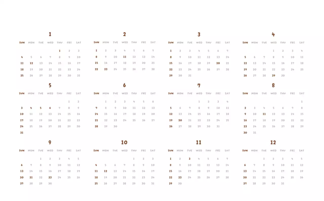 茶色 かわいい クマ カレンダー