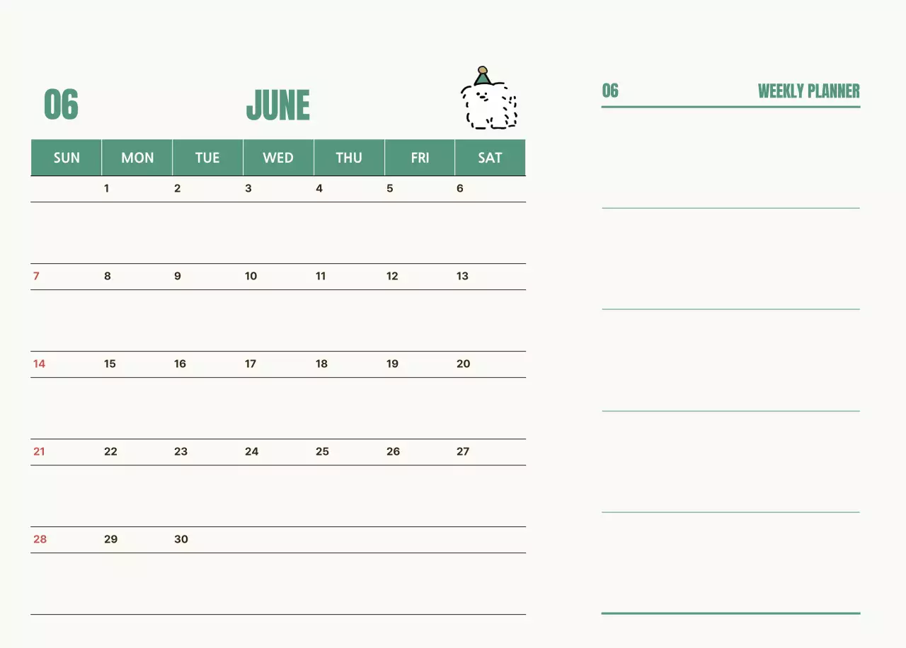 白黒 かわいい カレンダー カレンダー