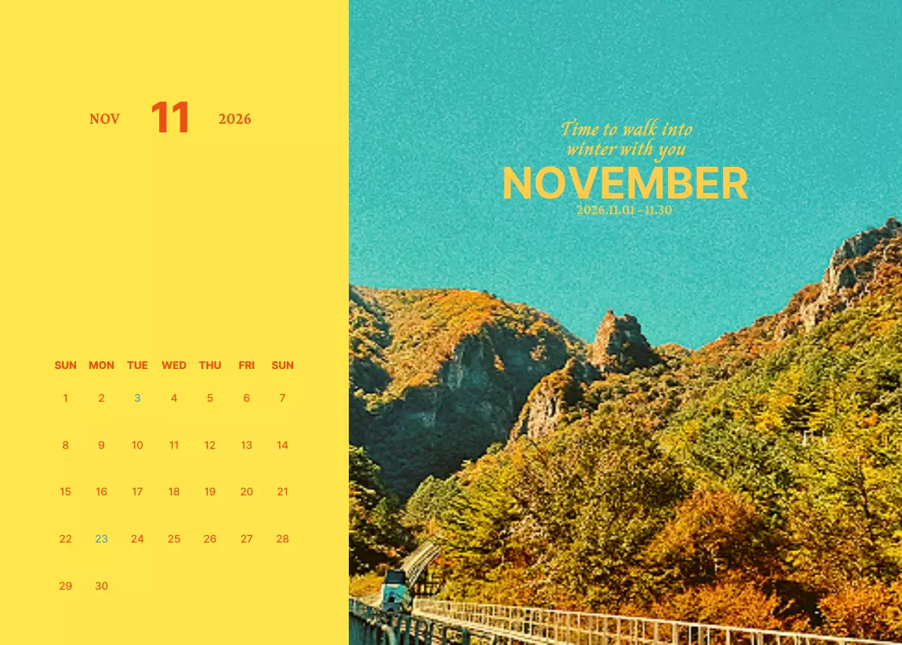 黄色 モダン カレンダー 予定表