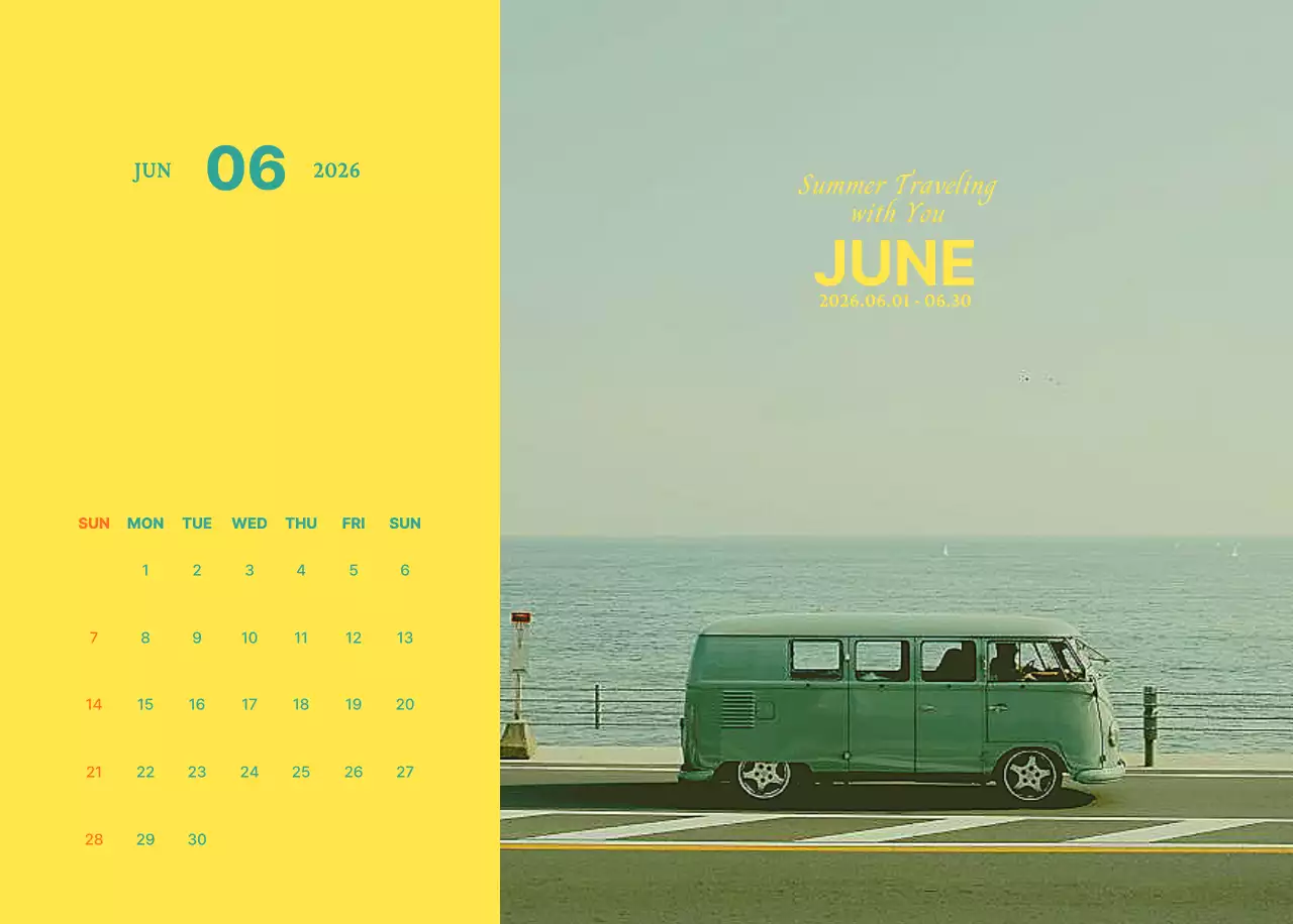 黄色 モダン カレンダー 予定表
