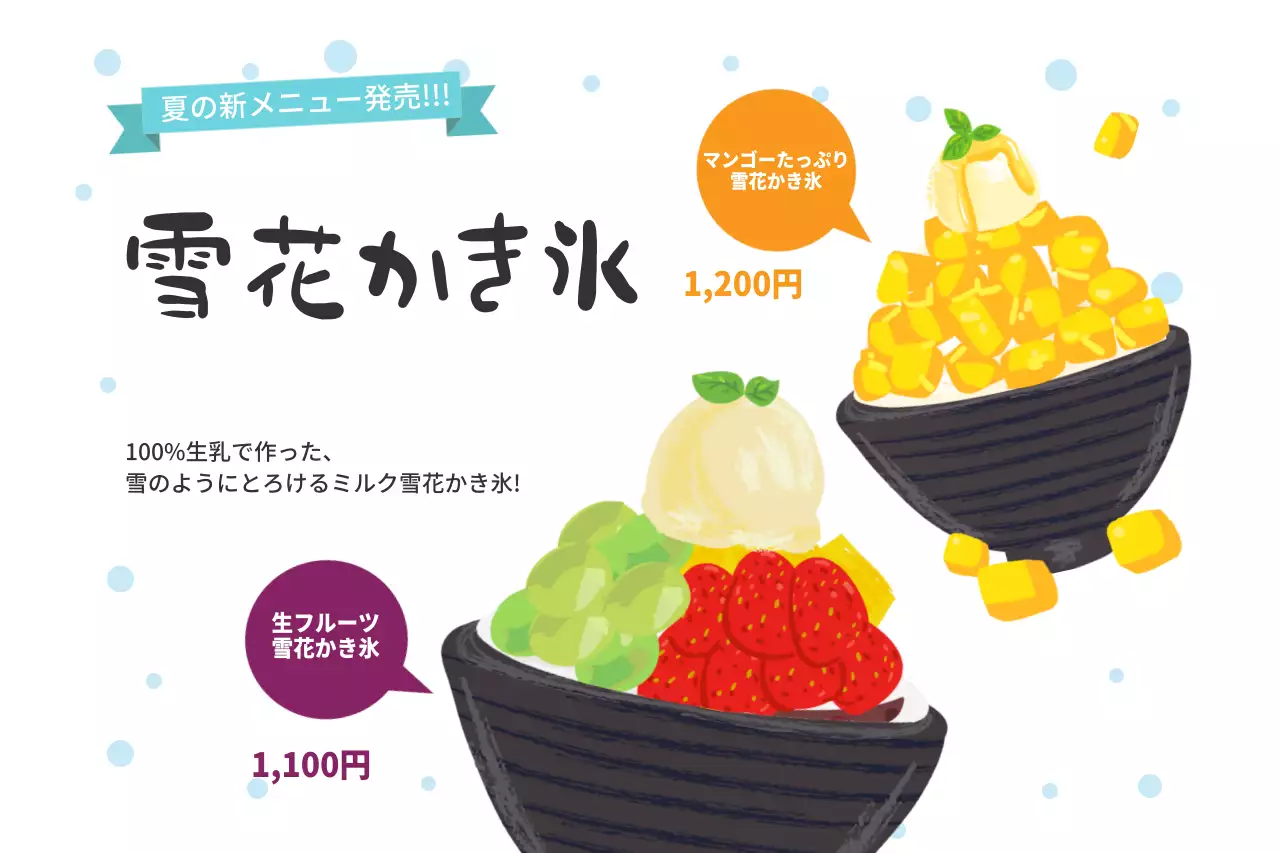 カラフル かわいい デザート メニュー ポスター