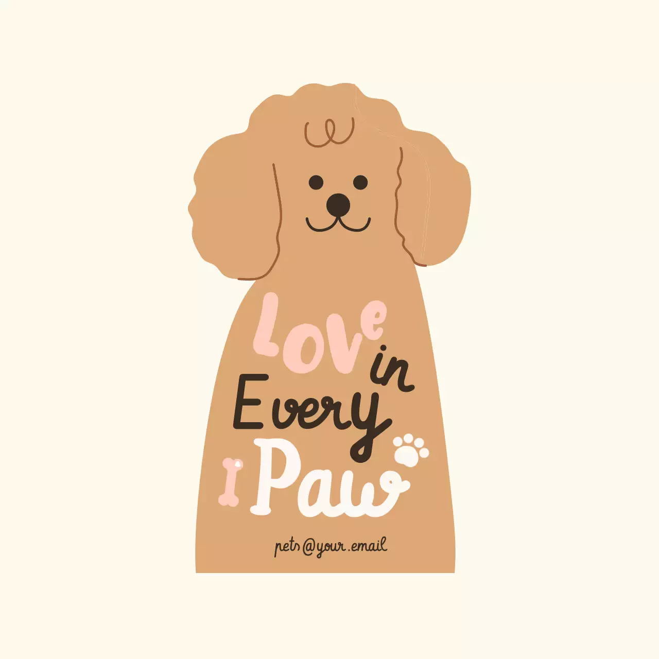 ベージュ ピンク かわいい ペット用品 ステッカー イラスト