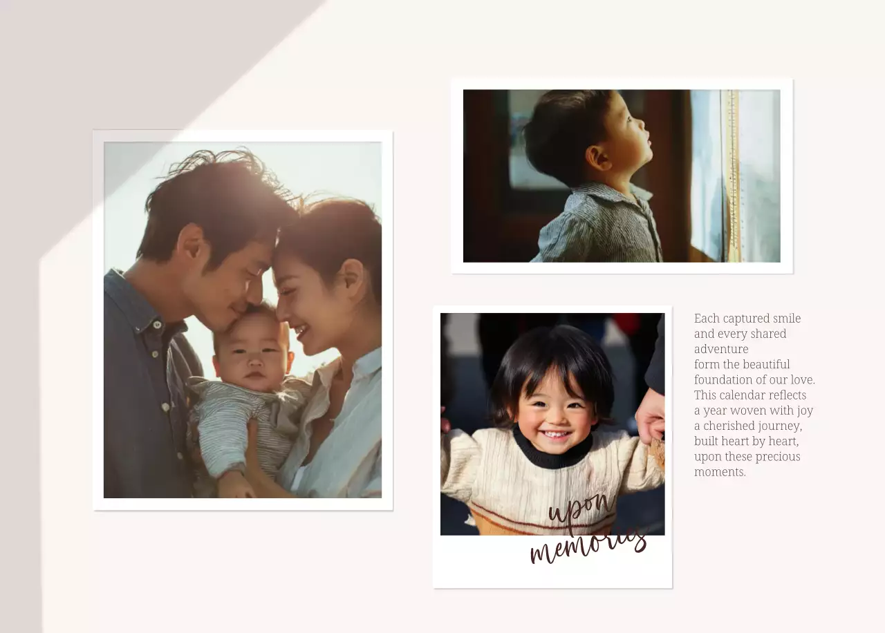 ベージュ シンプル 家族 カレンダー