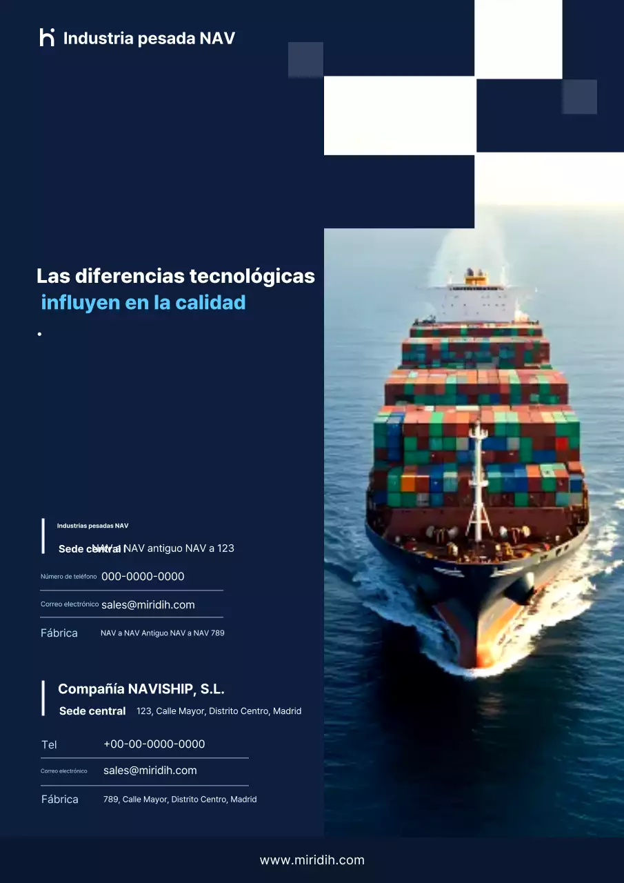 Anuncio de construcción naval moderna en azul marino