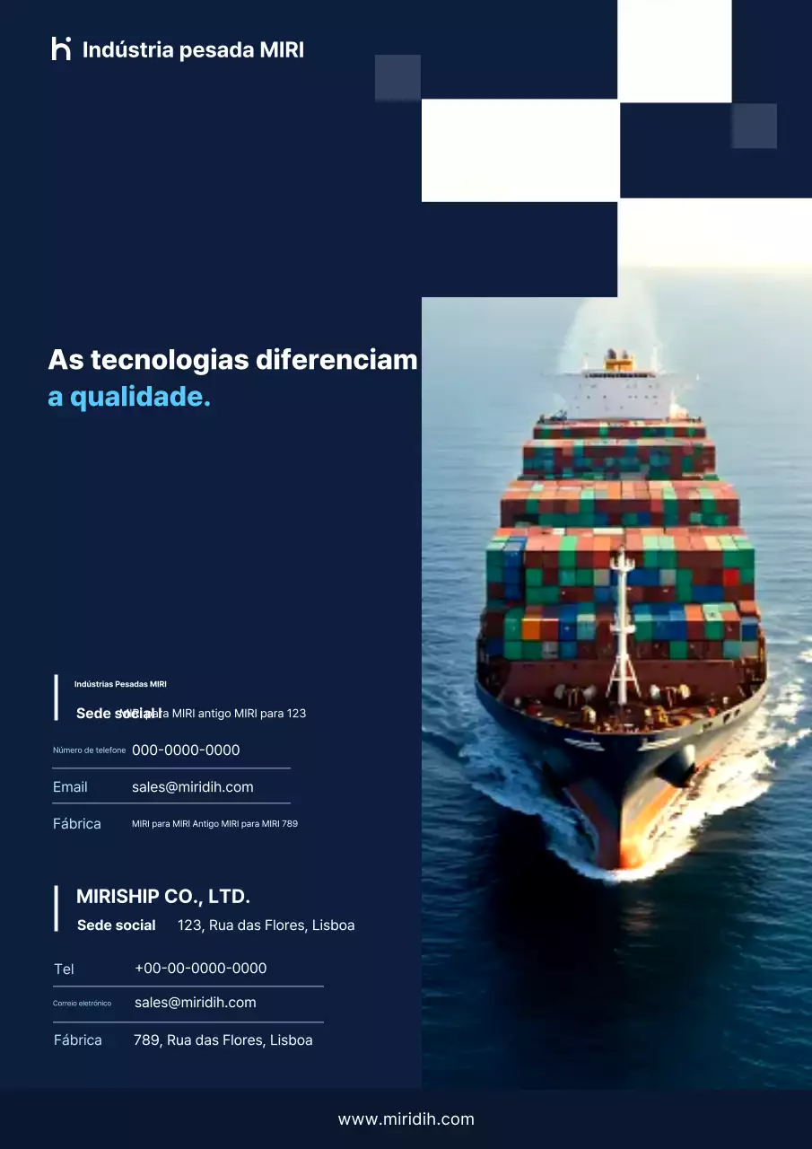 Anúncio de construção naval moderna azul marinho