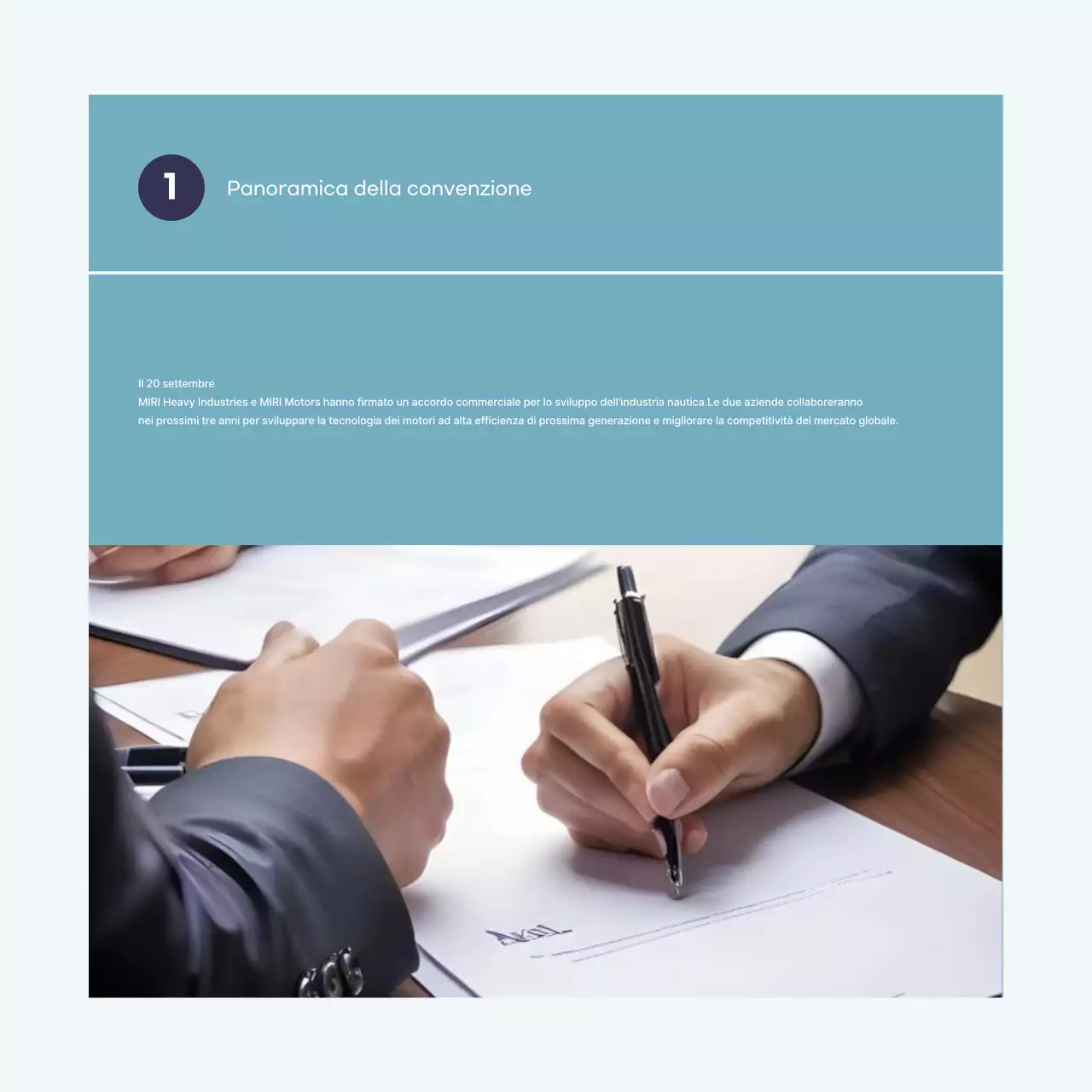 Contratto aziendale moderno blu cielo