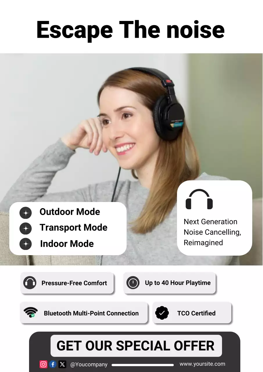 grey modern headphones promotion
