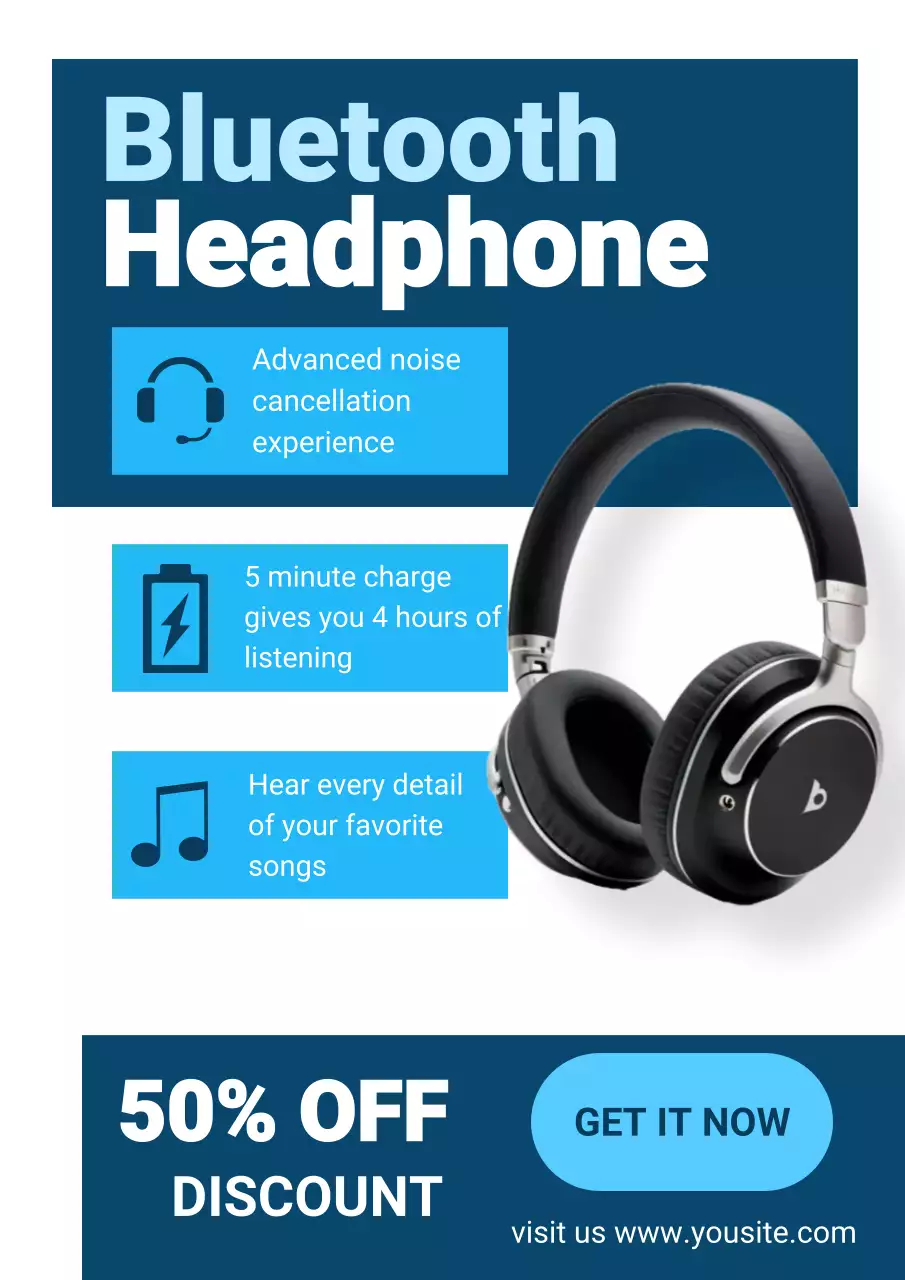 blue modern headphones promotion