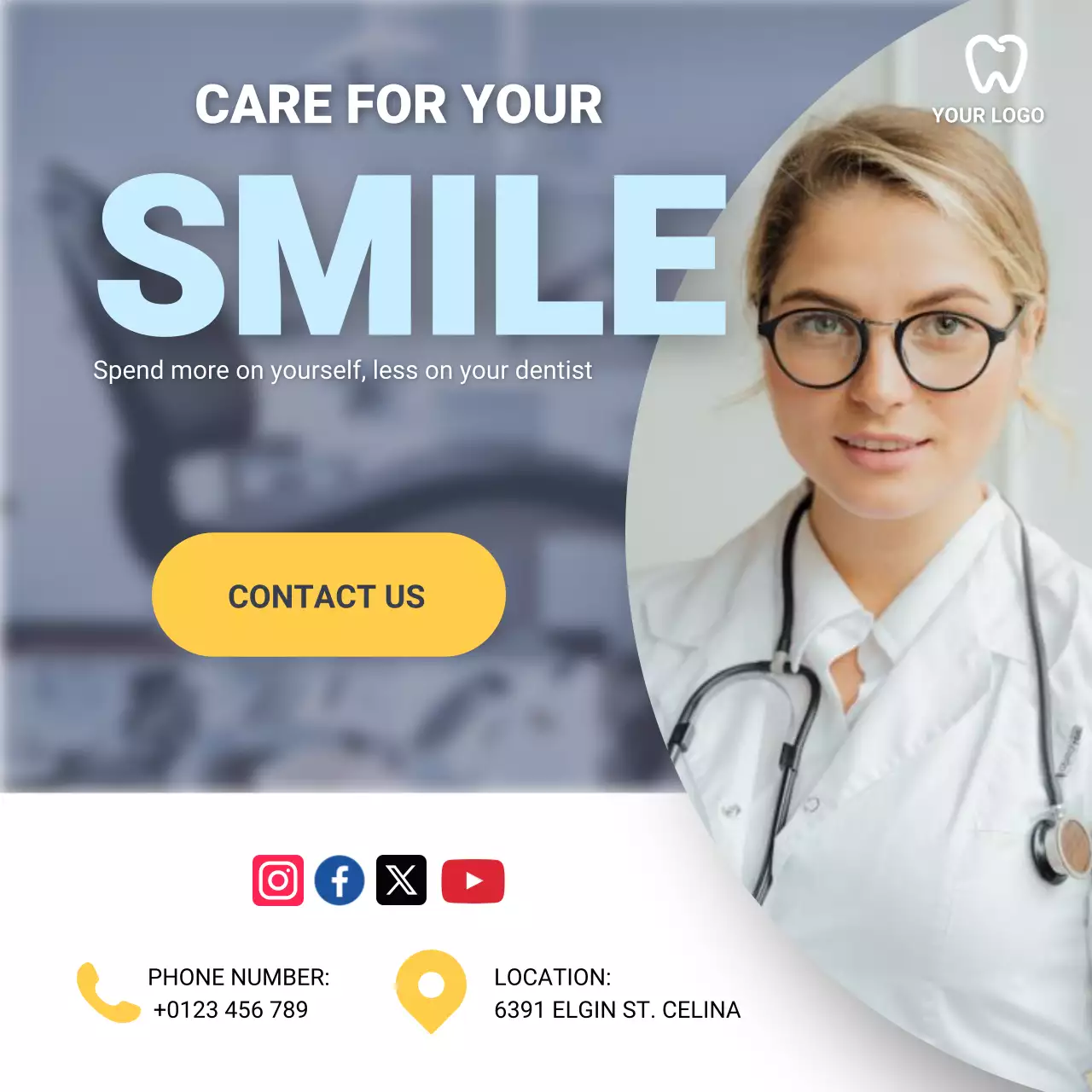 blue modern dental promotion