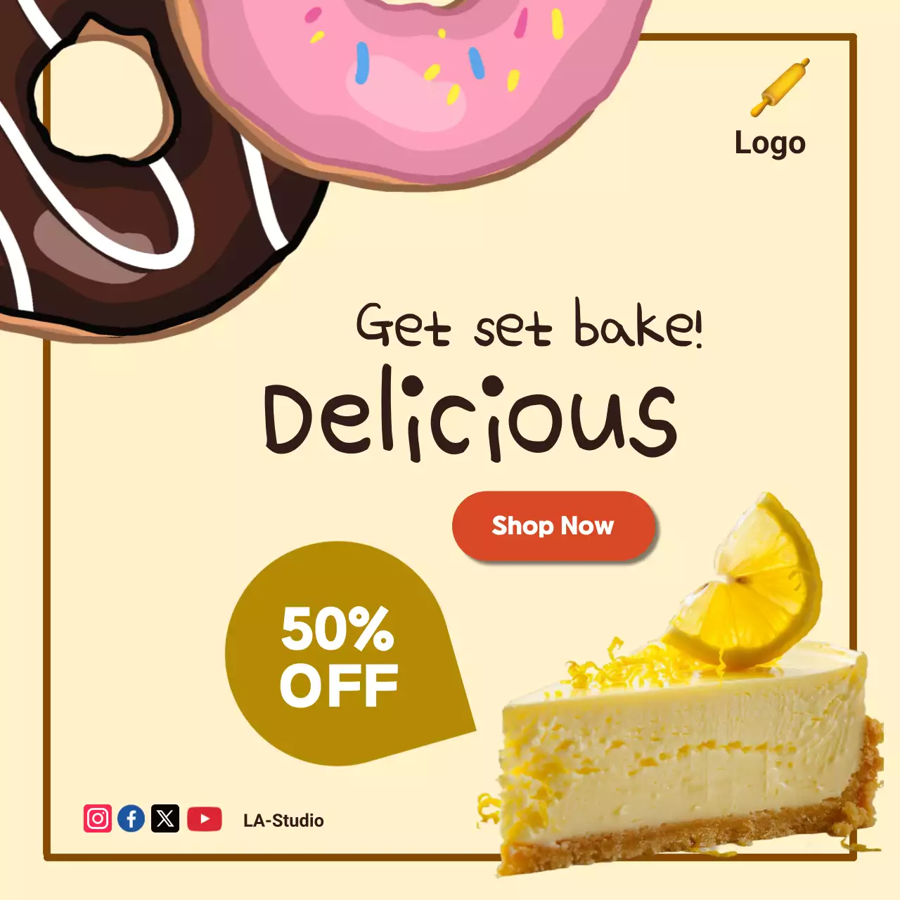 beige retro bakery promotion