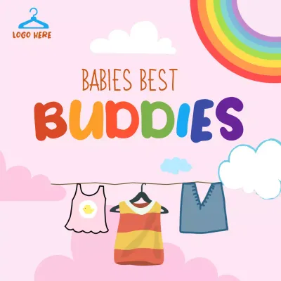 rainbow playful baby advertisement