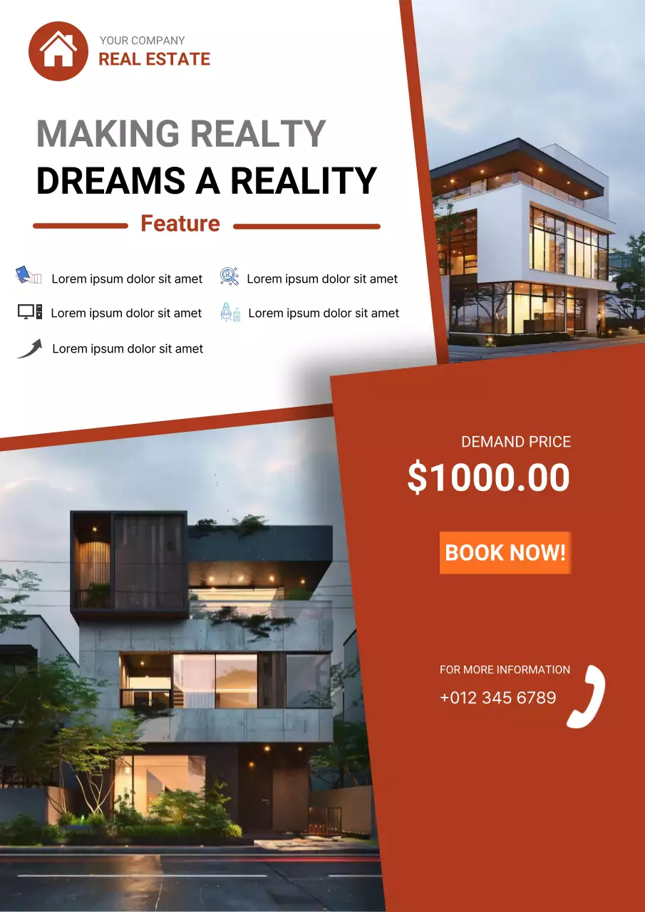 orange modern real estate promotion