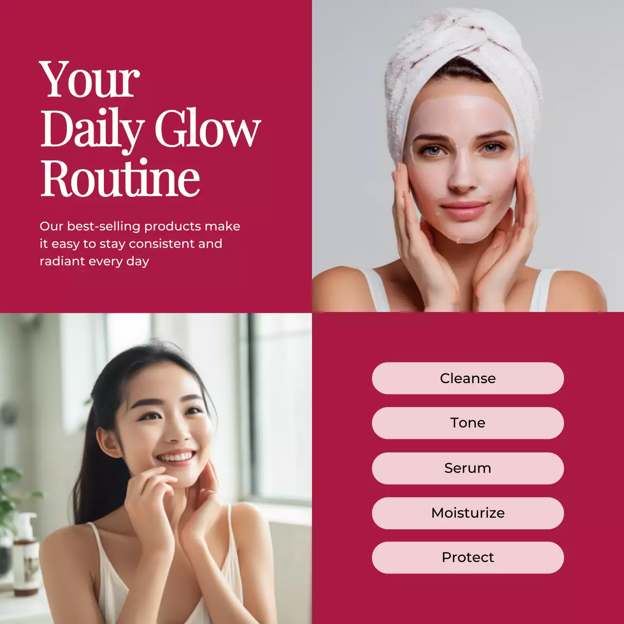 Maroon Modern Skincare Promotion