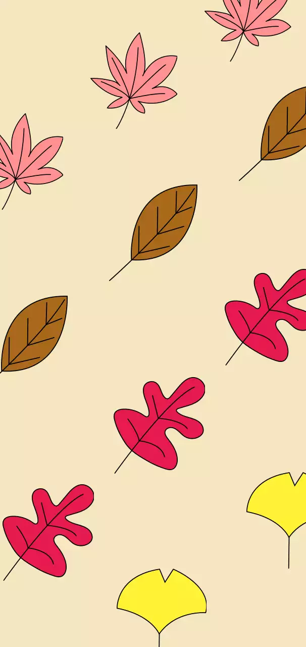 베이지색 귀여운 가을 나뭇잎