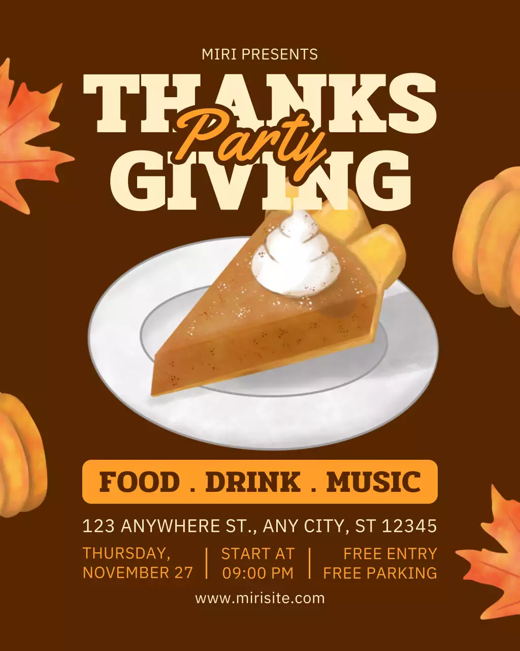 brown retro Thanksgiving invitation