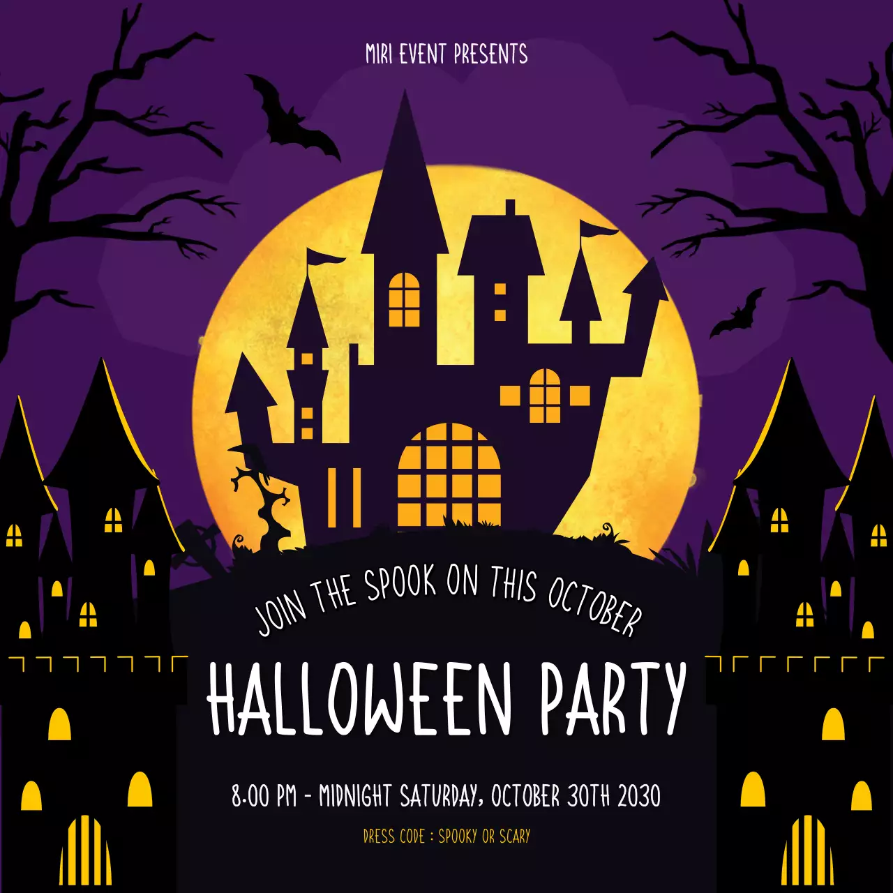 Purple Spooky Halloween Party Social Media Post