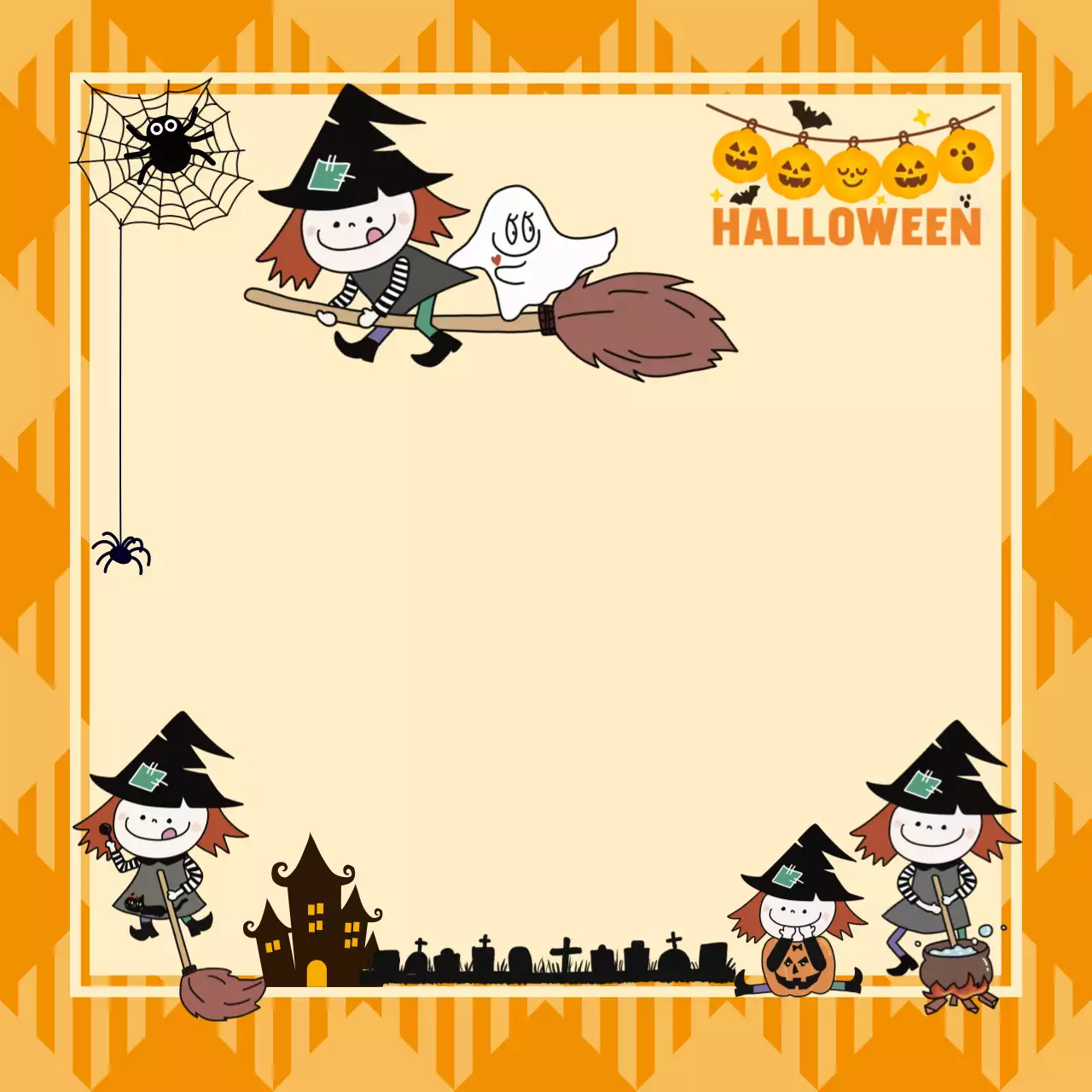 주황 아기자기한 할로윈 메모지 포토프레임