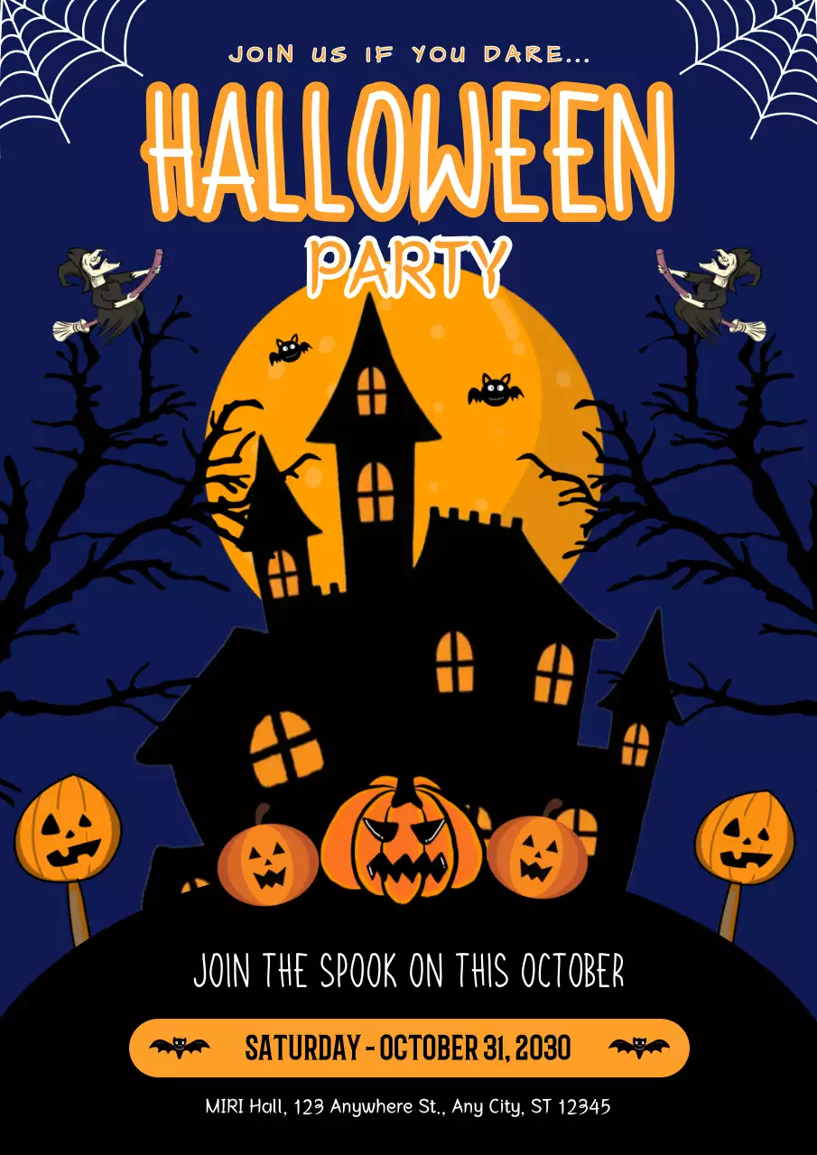 Purple Modern Halloween Party Invitation