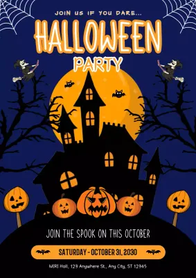 Purple Modern Halloween Party Invitation