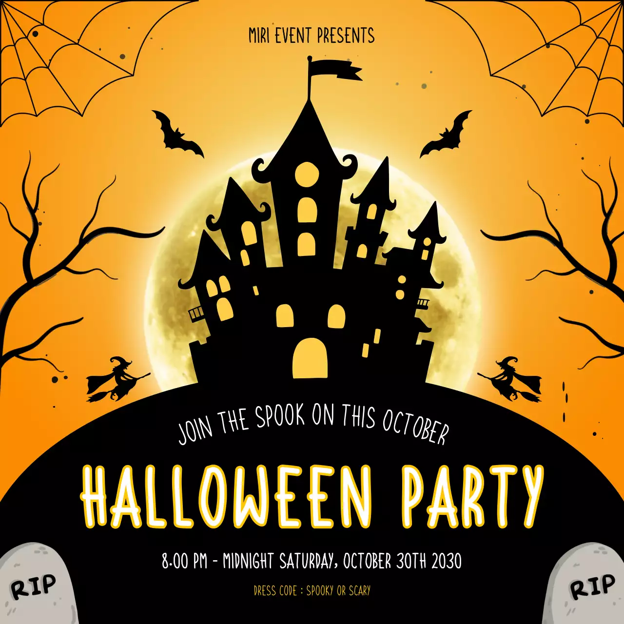 Orange Halloween Party Social Media Post