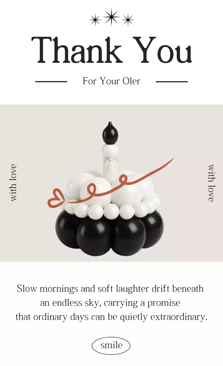 검은색과 흰색의 심플하고 트렌디한 감사 편지