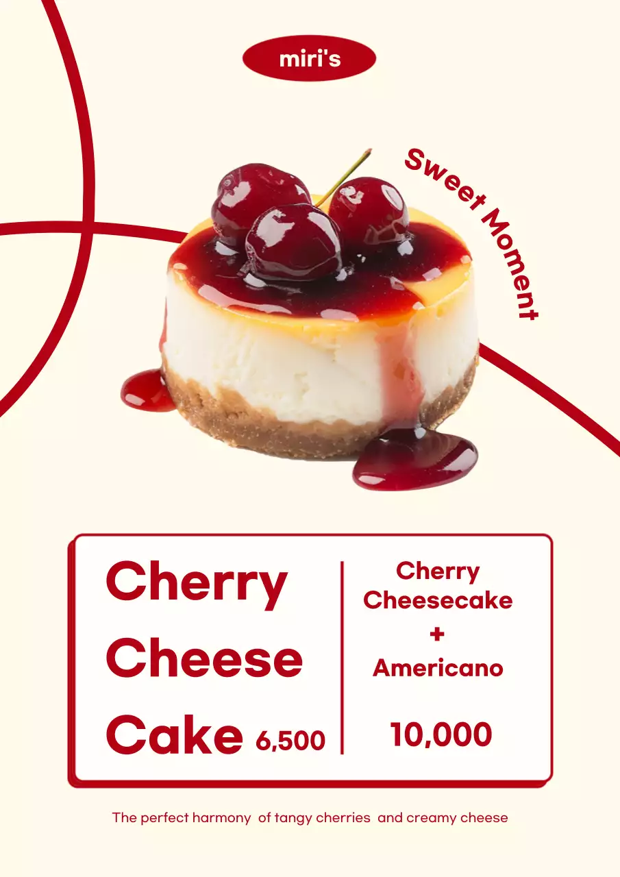 빨강 심플 디저트 메뉴 홍보