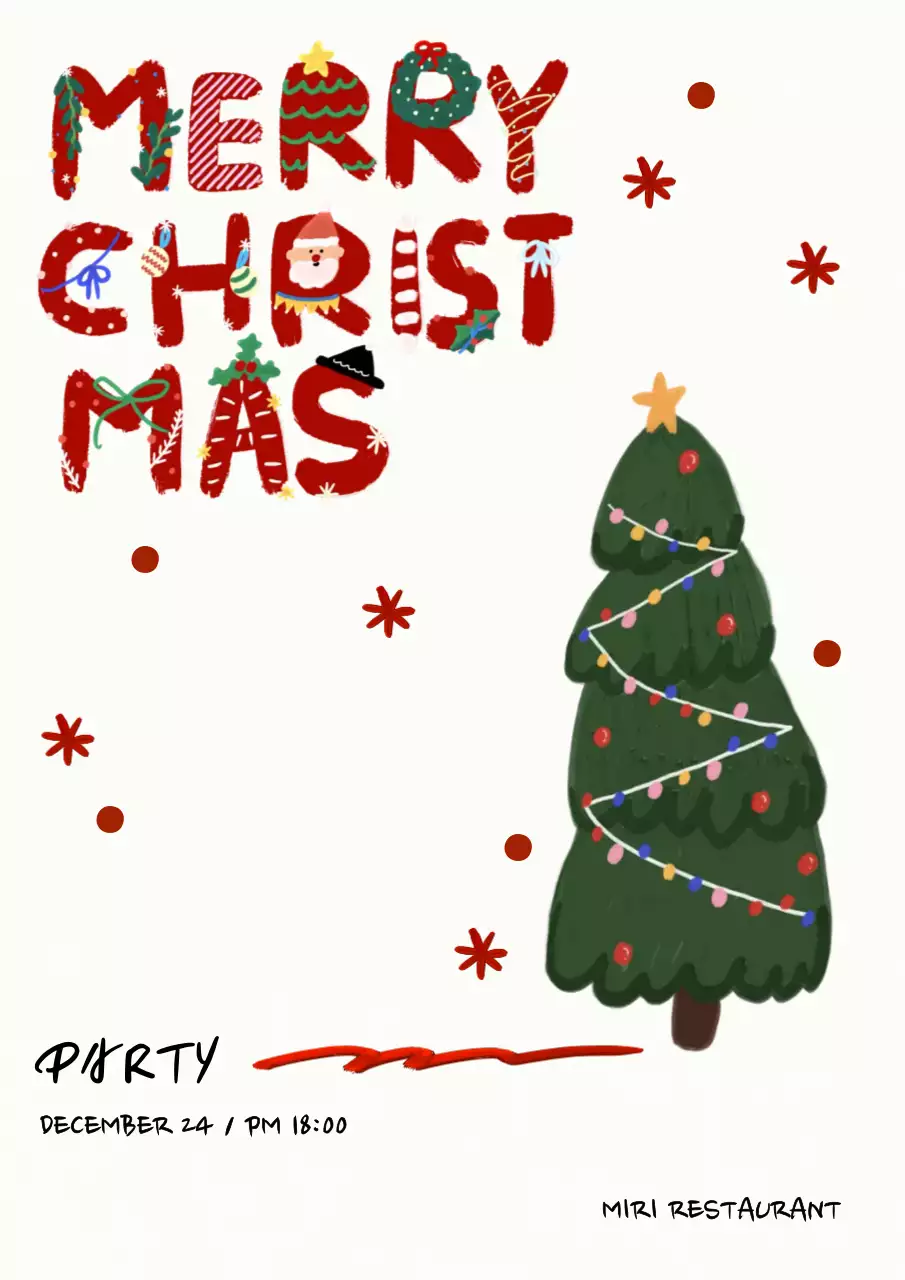 빨강 아기자기한 크리스마스 초대장