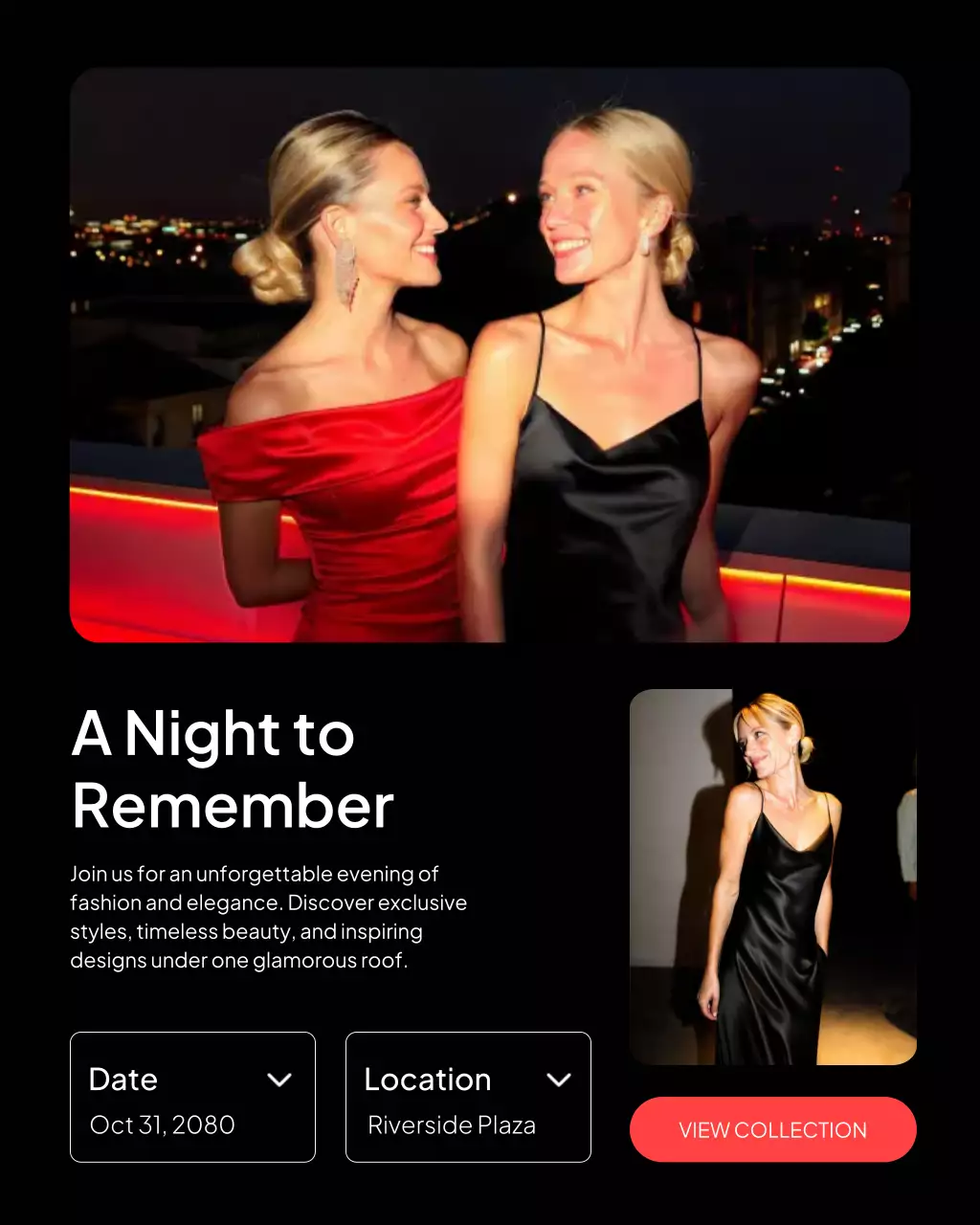 Black Elegant Fashion Invitation Instagram Post