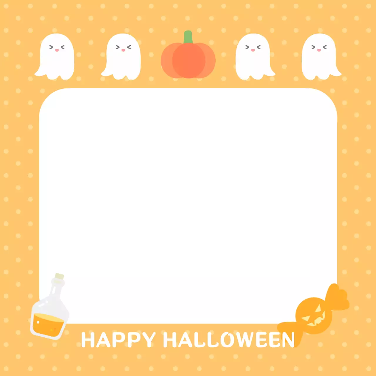 Undangan Hantu Halloween Sederhana dan Lucu Warna Oranye