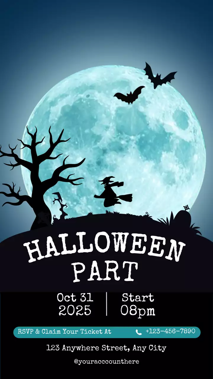 Blue Halloween Party Stories Post