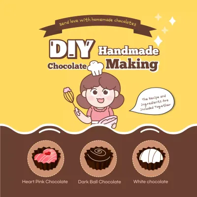 Yellow Cute Chocolate Recipe Instagram Post