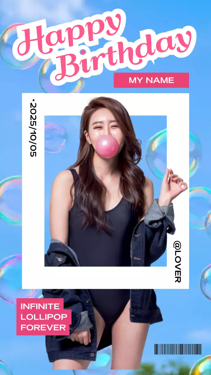 pink trendy birthday invitation