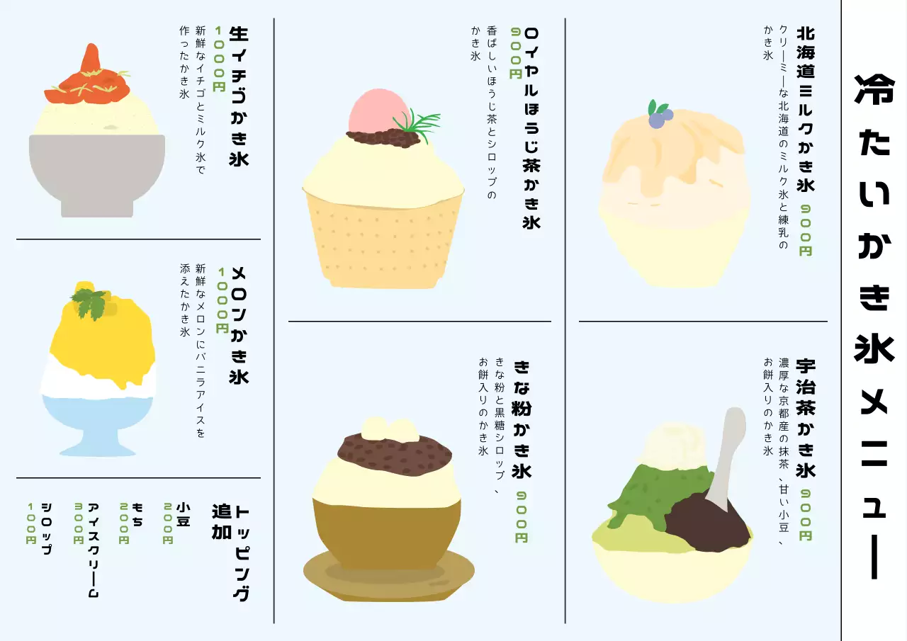 水色 かわいい デザート メニュー