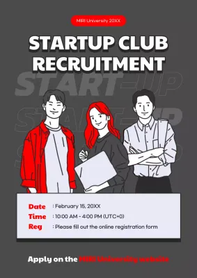 Red Modern Recruitment Announcement Poster