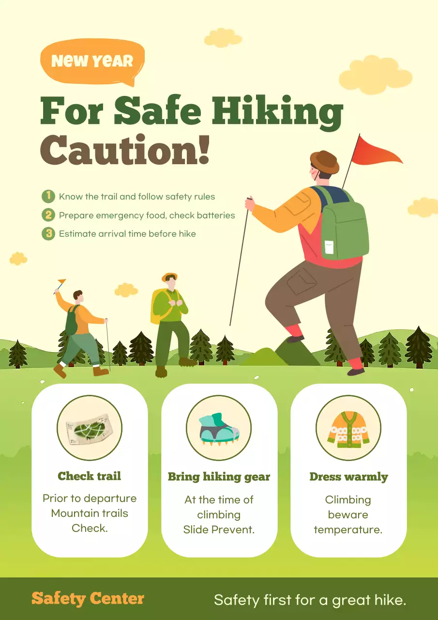 Green Modern Hiking Guide Poster