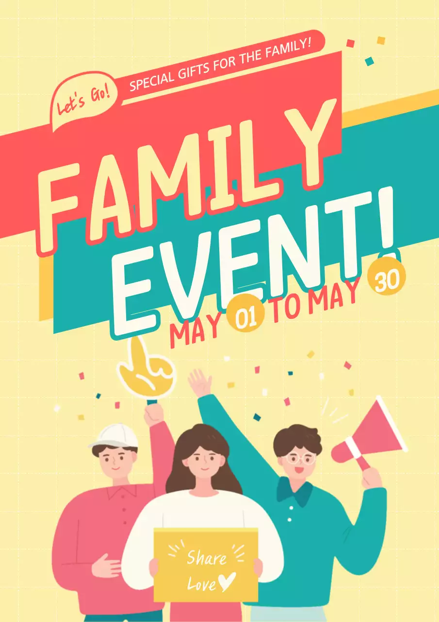 Yellow Retro Family Gifts Promotion Poster