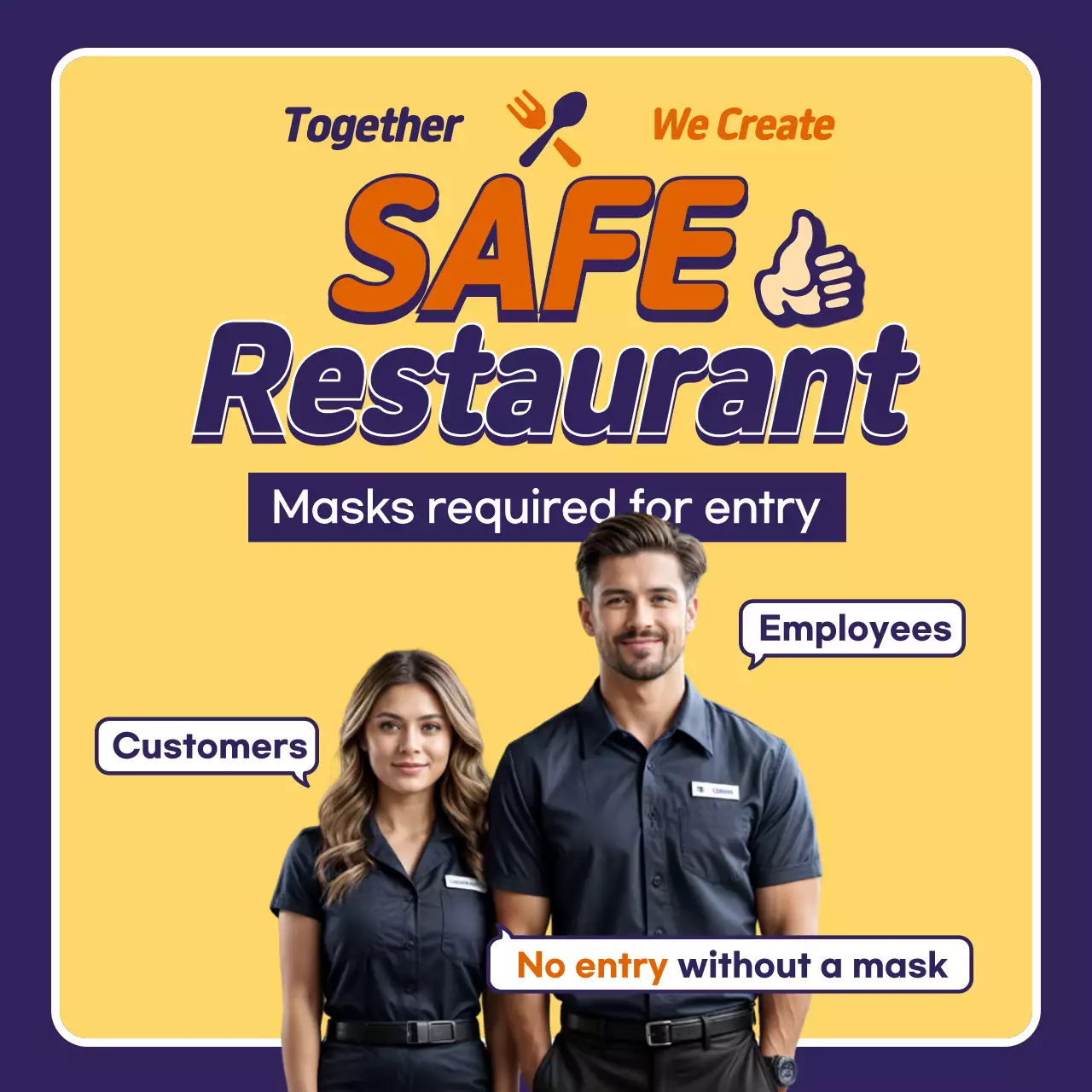 Orange Modern Restaurant Announcement Instagram Post