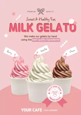 Pink Trendy Gelato Promotion Poster