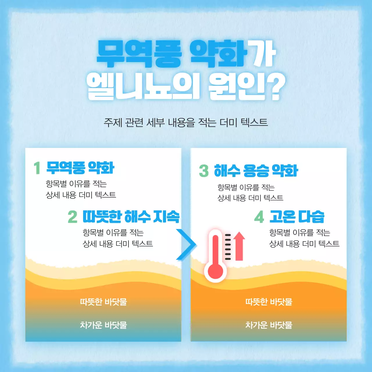 파란색의 심플하고 귀여운 컨셉의 기후 정보글