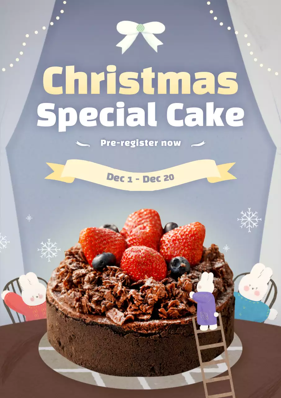 Blue Retro Christmas Promotion Poster