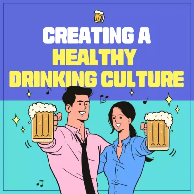 Blue, clean illustration of drinking culture