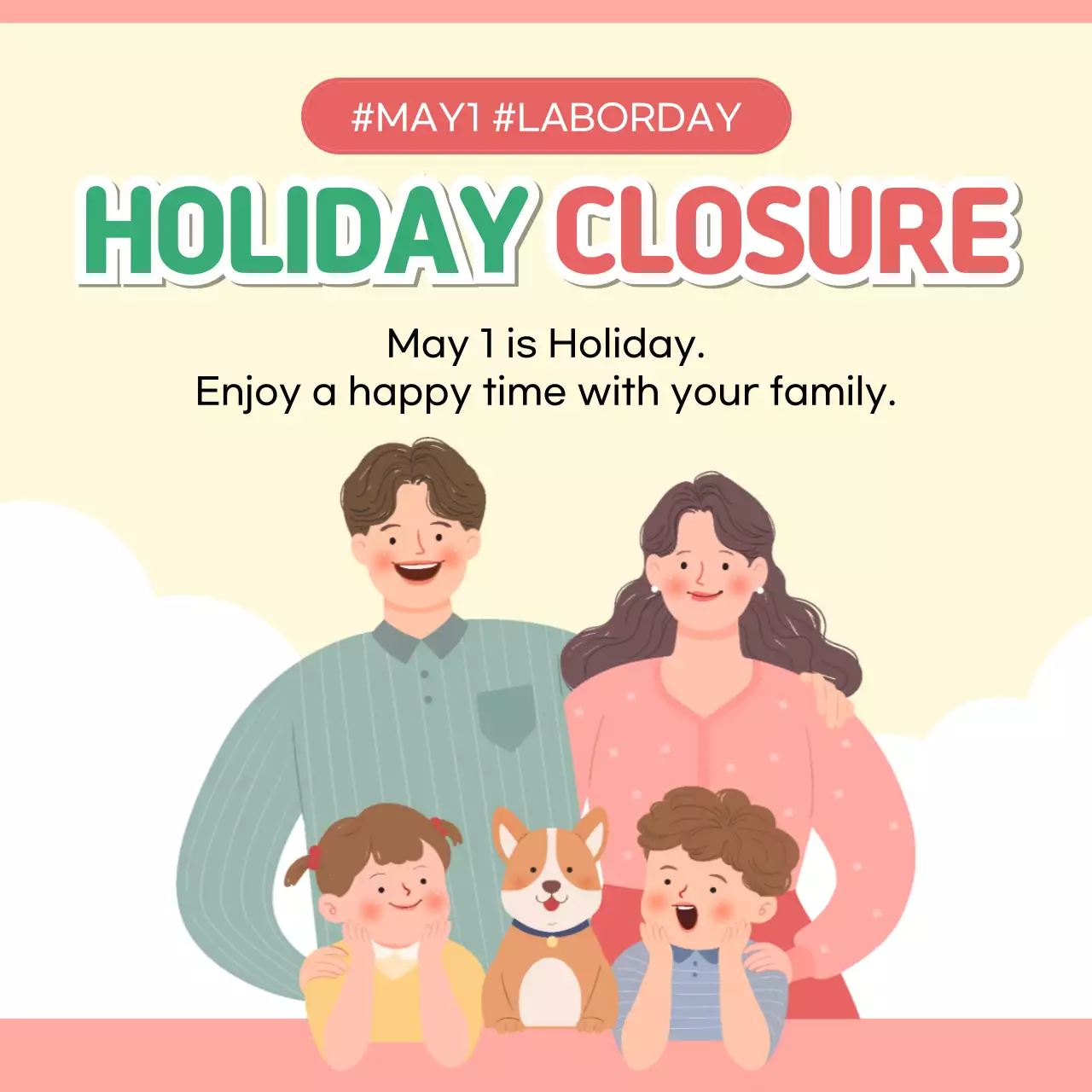 Coral Simple Holiday Announcement Social Media Post