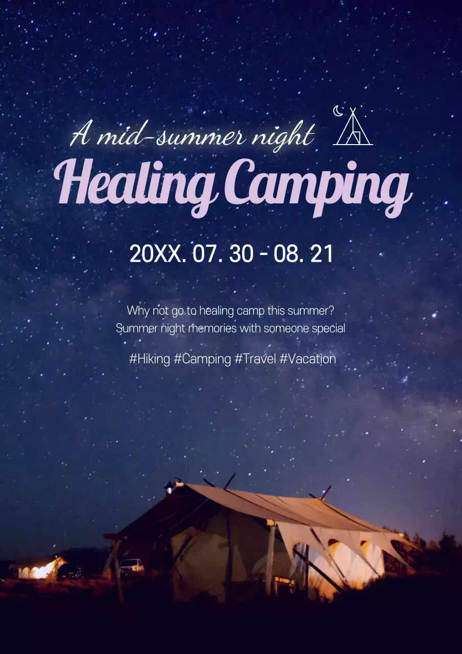 Navy Rustic Camping Promotion Poster