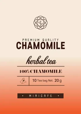 Simple chamomile tea bag label design with orange gradients
